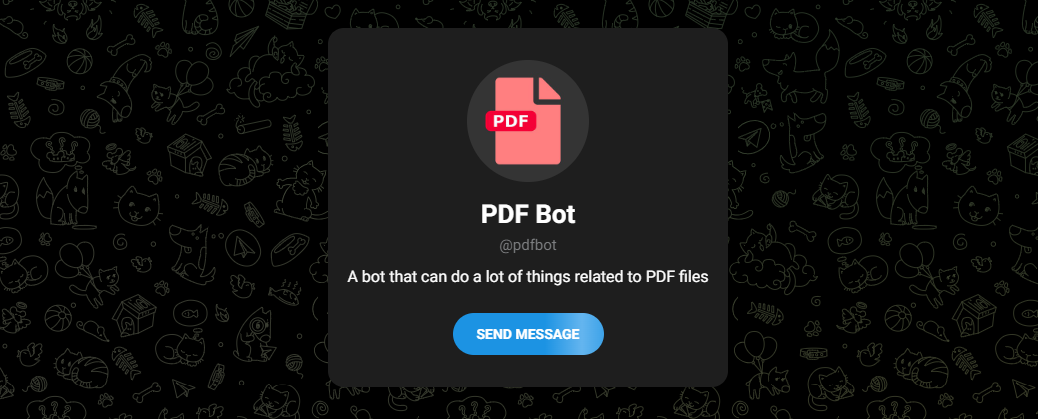 بوتات التليجرام بوت PDF: يتحكم بملفات ال PDF، يمكنك من تعديل أو دمج أو الكتابة على الملف، فقط ضع ملفك واحصل على نتيجة مذهلة : من هنا